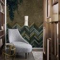 Fishbone Bricks MU12046 Mural Muance Cobalt