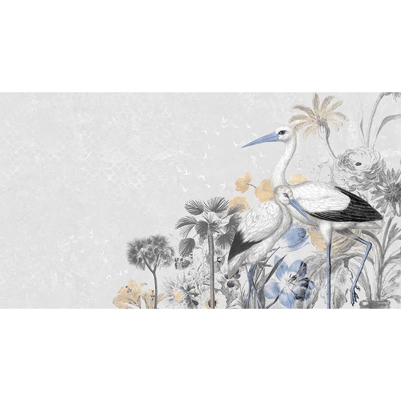 Mural Muance Collection 3 Amber Cranes in Love MU13090