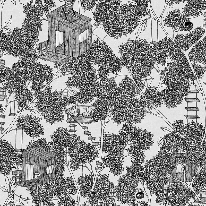 Papel Rebel Walls Dreamland Treehouse Graphite R18011