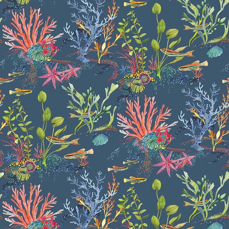 Papel pintado Osborne & Little Lamorran Coralline Marine W7682-03