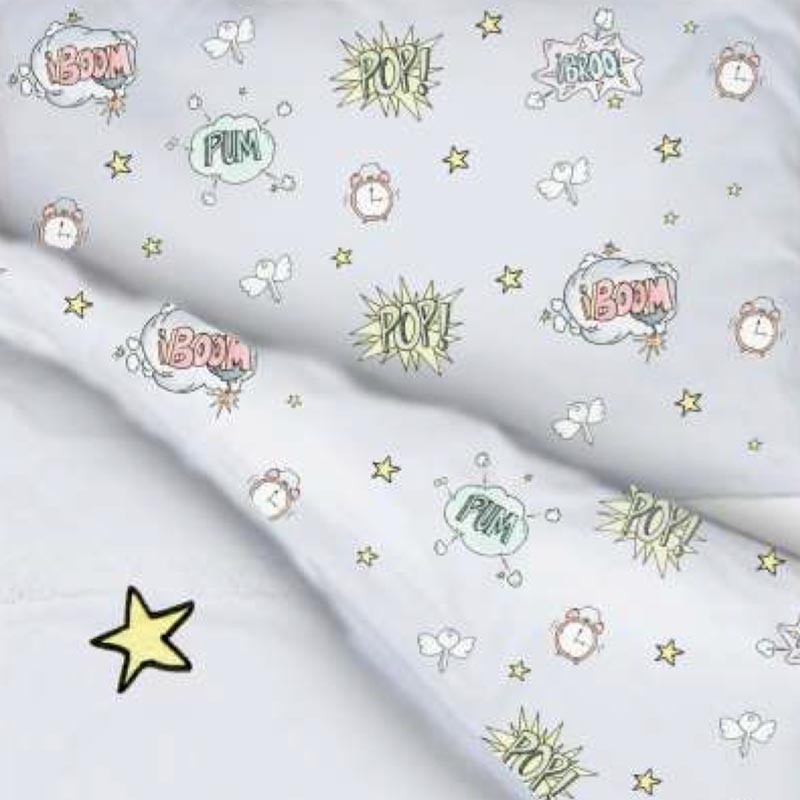 Tela Sueños de Cigüeña 2022 Bed Collection Onomatopeyas SDC-EST-09