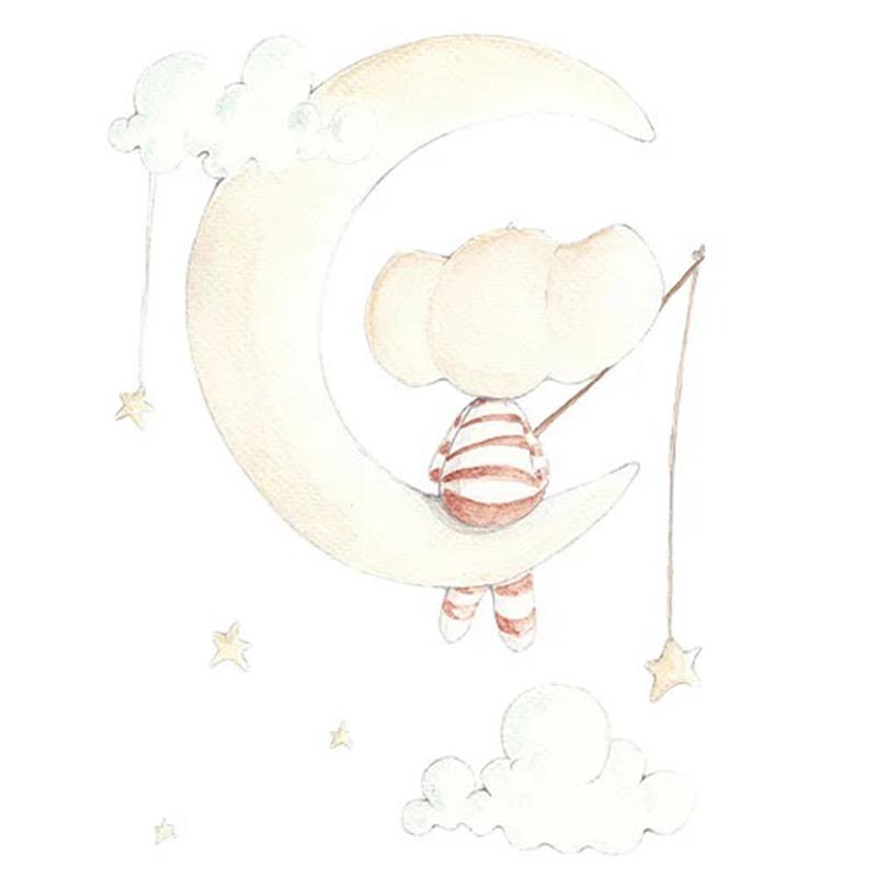 Vinilo Sueños de Cigüeña Decorata Pescando en la Luna SDC-SD-20-002