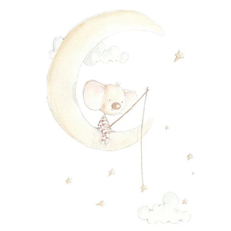 Vinilo Sueños de Cigüeña Decorata Pescando en la Luna SDC-SD-20-001