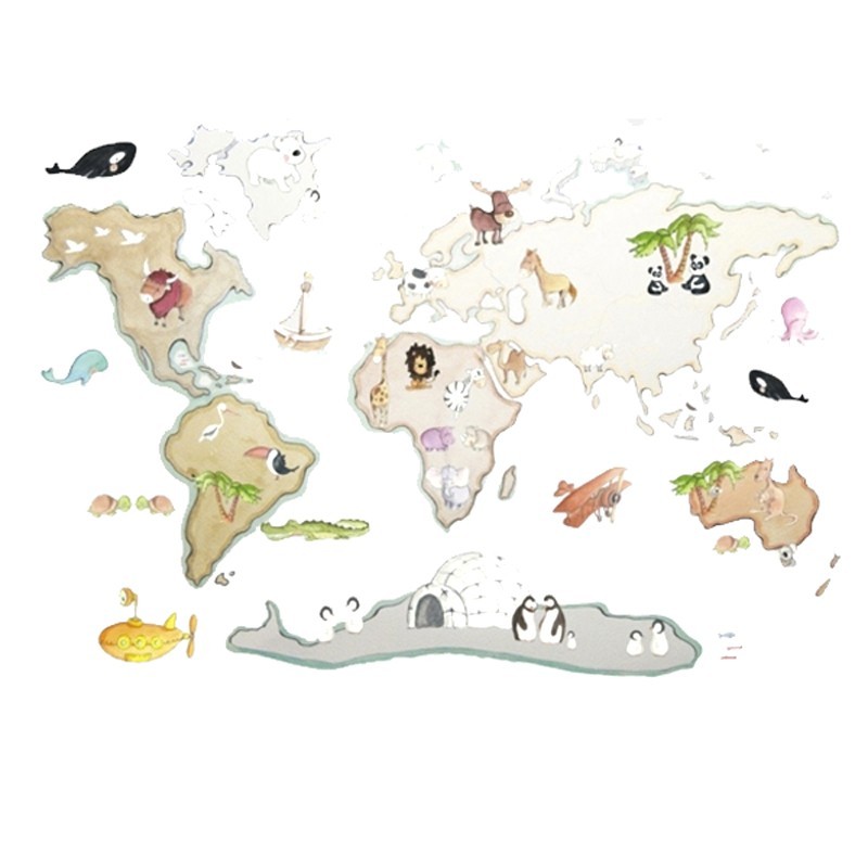 Vinilo Sueños de Cigüeña Stories World Map XL Animals SDC-VIN-ST-006