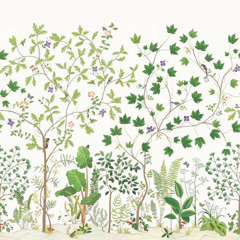 Mural decorativo Sanderson Arboretum Sicamore & Oak Botanical Green 217211
