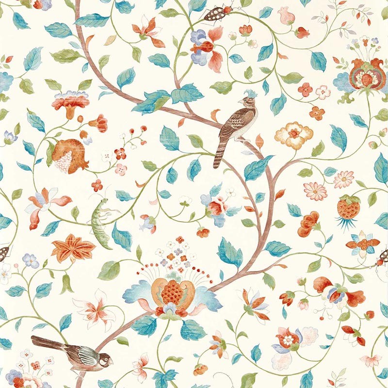 Papel pintado Sanderson Arboretum Aril's Garden Teal Russet 217235