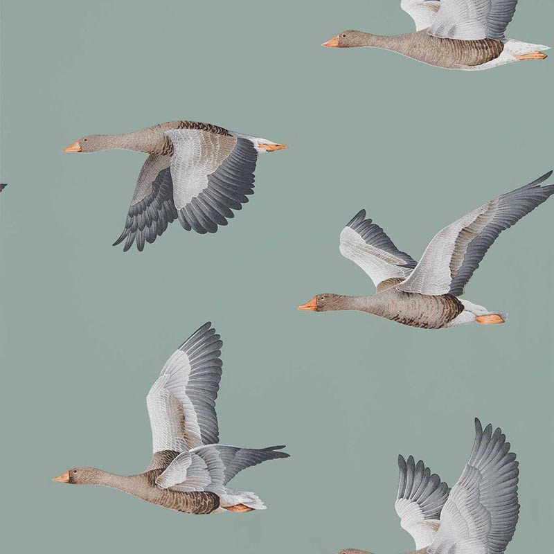 Papel pintado Sanderson Arboretum Elysian Geese Blue Clay 216610