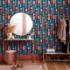 Papel pintado Saint Honoré Envy Morse Coral/Navy 1541-118611
