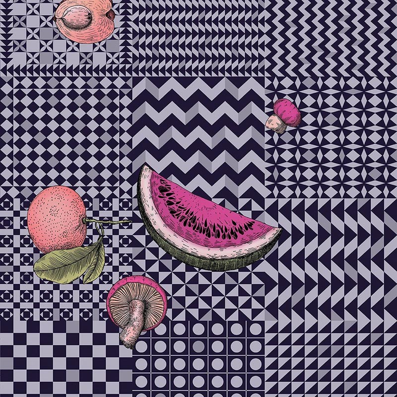 Papel Cole & Son Fornasetti Senza Tempo II Frutta e Geométrico 123-6028