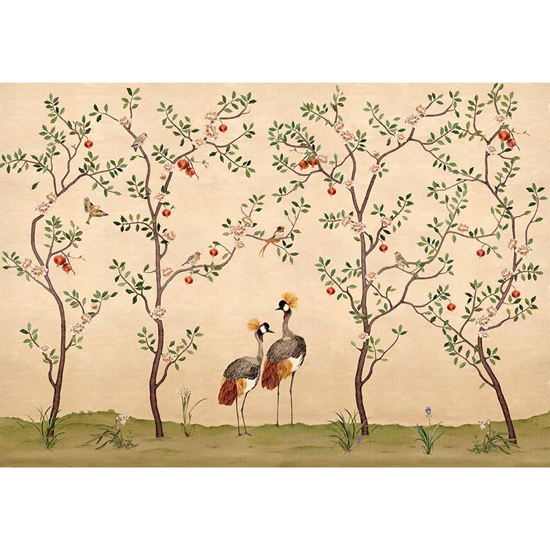 Mural Coordonne Forbidden City Crowned Crane Nacre B00164