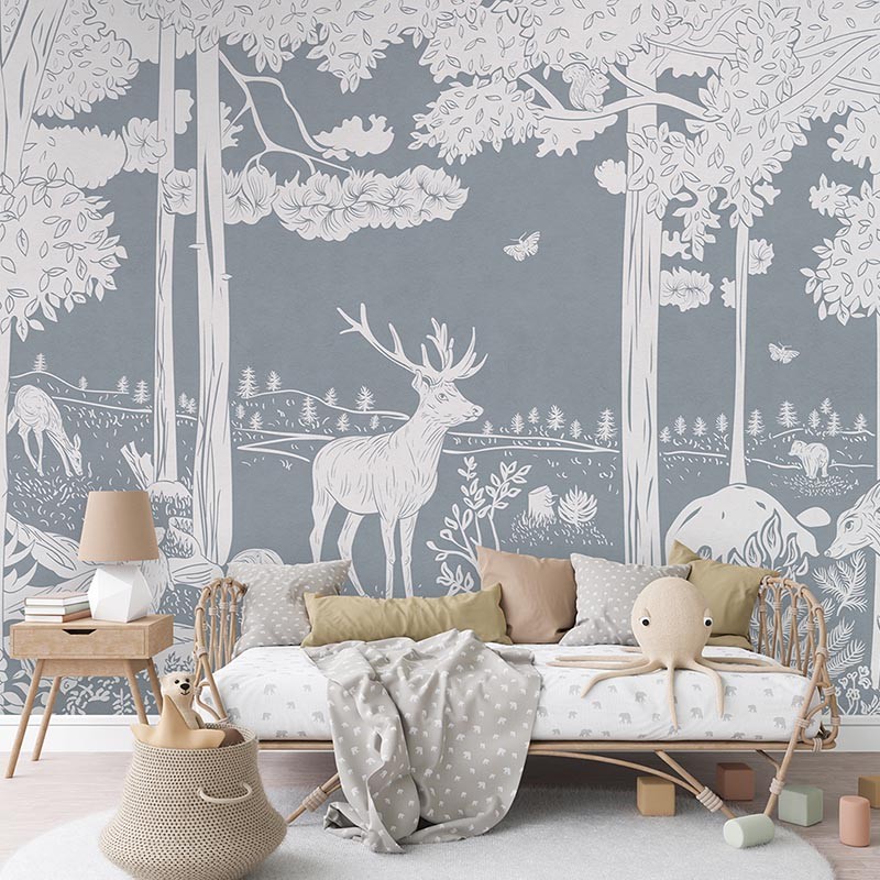 Mural infantil FDC Kikki Belle & Oliver Robins Monochrome Forest BR 4060 M