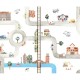 Mural infantil FDC Kikki Belle & Oliver Robins City of Vehicles BR 4019 M