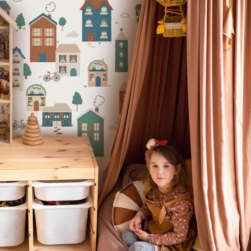Mural Infantil Saint Honoré Grandeco DayDreamers Tiny Houses 1601-RB393