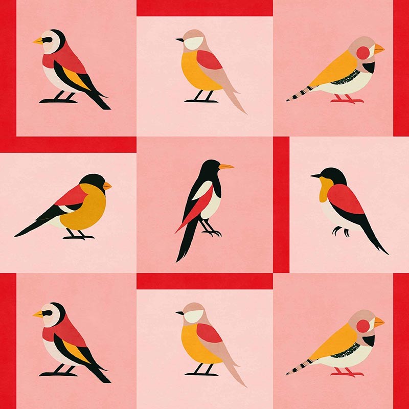 Papel pintado Coordonné Coco Dávez Colortherapills Like a Bird Pink C00138_N