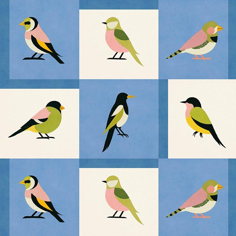 Papel pintado Coordonné Coco Dávez Colortherapills Like a Bird Blue C00137_N