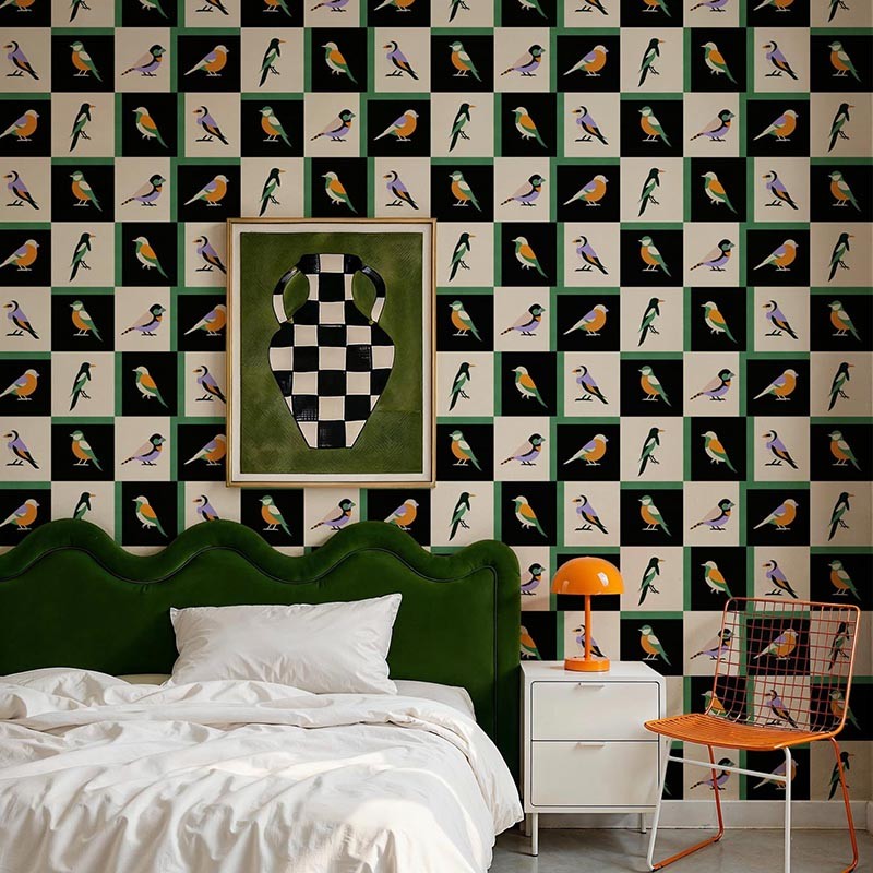 Papel Coordonné Coco Dávez Colortherapills Like a Bird Noir C00133_N