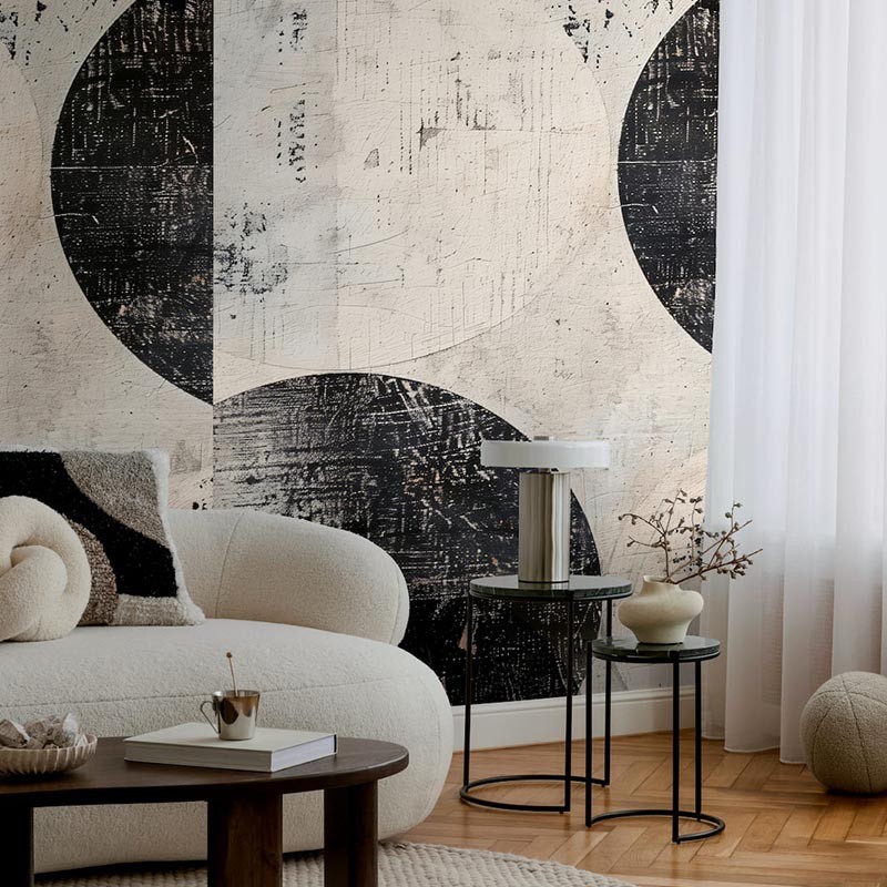 Mural Living Walls CosmoLiving by Cosmopolitan Circles Black 79144-1