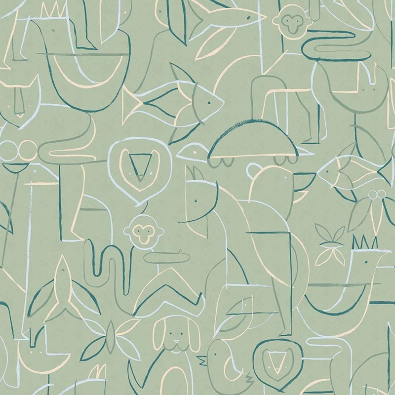 Papel pintado Coordonne BB Kids Animalia Emerald D00365_N 