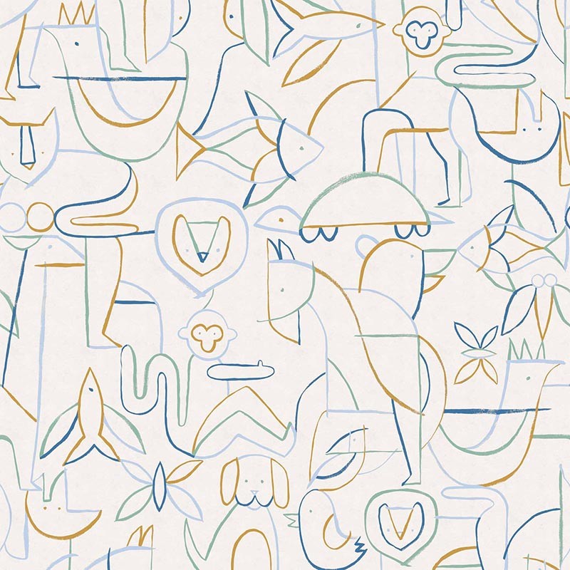 Papel pintado Coordonne BB Kids Animalia Indigo D00364_N 