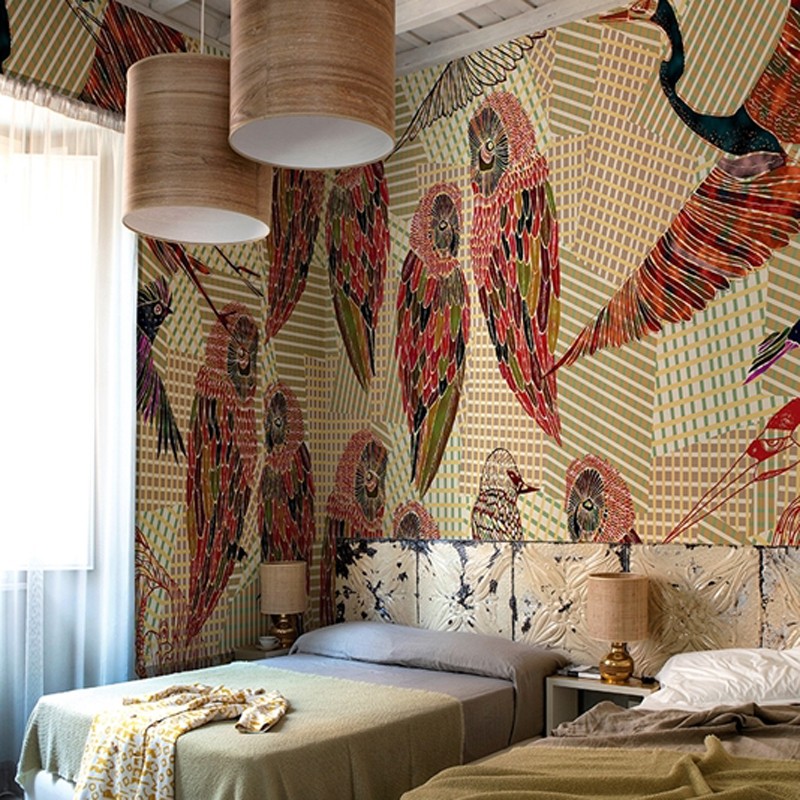 Mural Wall&Decò Contemporary Wallpapers 2016 Pencil Birds WDPB1601 A