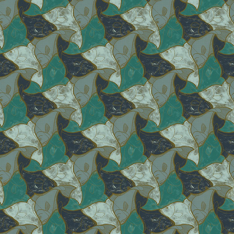Papel pintado Jannelli Volpi M. C. Escher Fish 23101