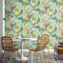 Maui Maui Pineapple Floral TP80004 Wallquest Papel pintado